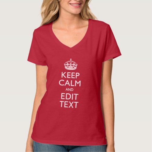 Personalized Keep Calm Your Text Red Stripes Decor T_Shirt