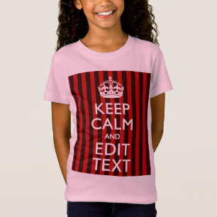 Personalized Keep Calm Your Text Red Stripes Decor T-Shirt