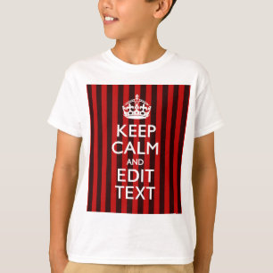 Personalized Keep Calm Your Text Red Stripes Decor T-Shirt