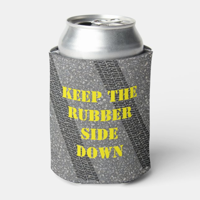 Personalized Keep the Rubber Side Down Can Cooler (Can Front)