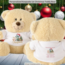 Personalized Keepsake 1st Christmas Teddy Bear