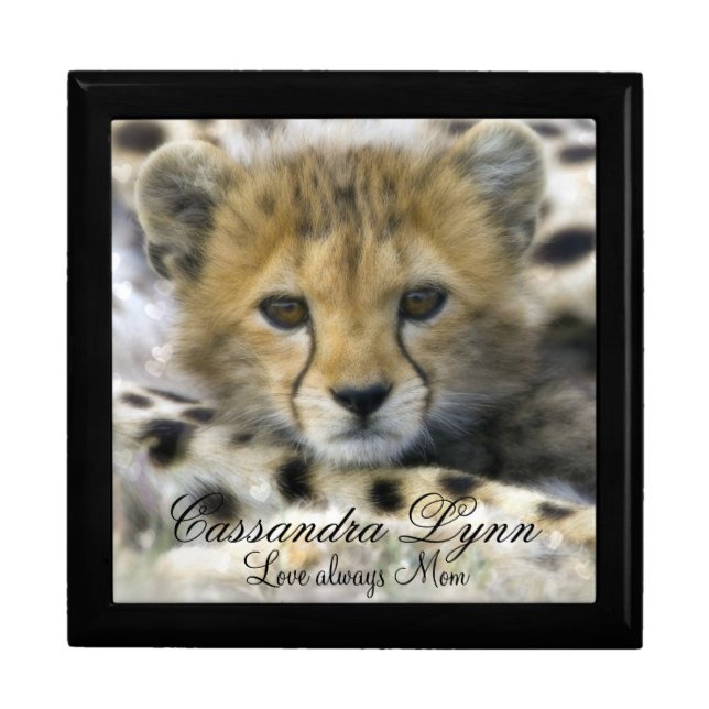 Personalized Keepsake Box Large/Cheetah Cub (Front)