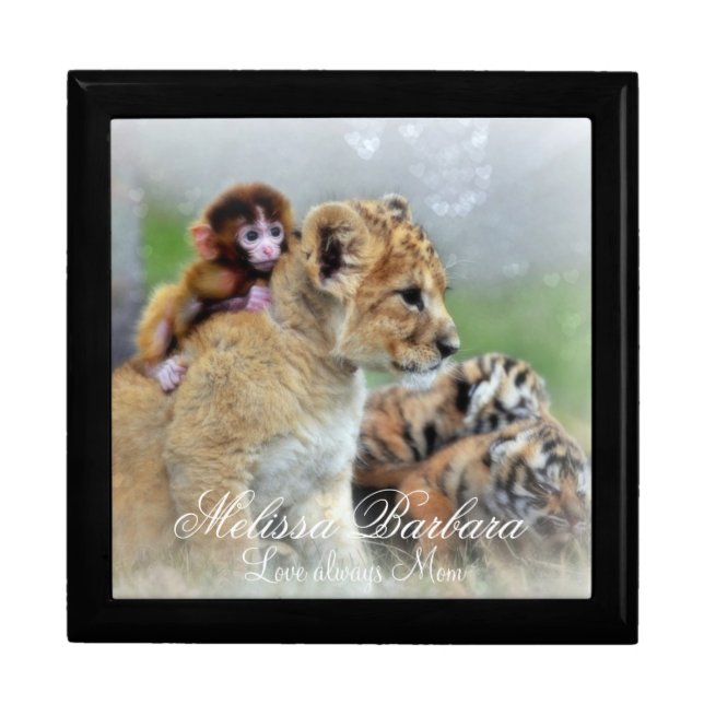 Personalized Keepsake Box Large/Tigers and Monkeys (Front)