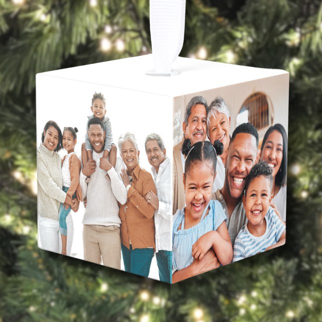 Personalized Keepsake Family Photo Christmas Cube Ornament (Personalized Keepsake Family Photo Christmas Cube Ornament)