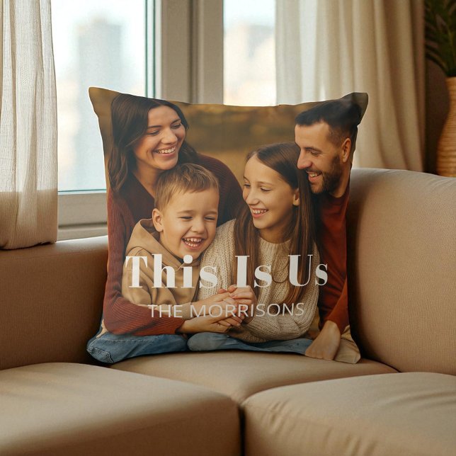 Personalized Keepsake Family Photo This is Us Throw Pillow (Creator Uploaded)