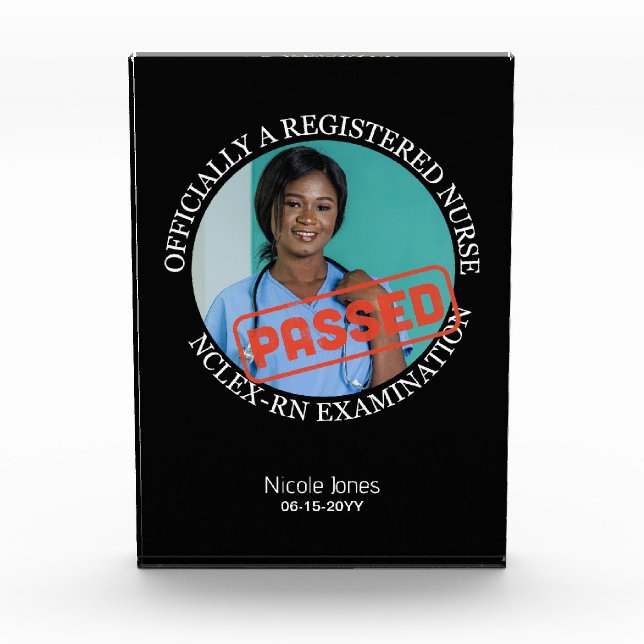 personalized keepsake for nurse grad passed nclex acrylic award (Front)