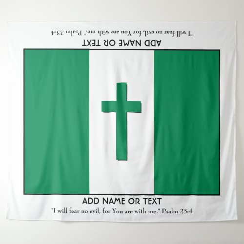 Personalized Keepsake  NIGERIA FLAG with Cross Tapestry