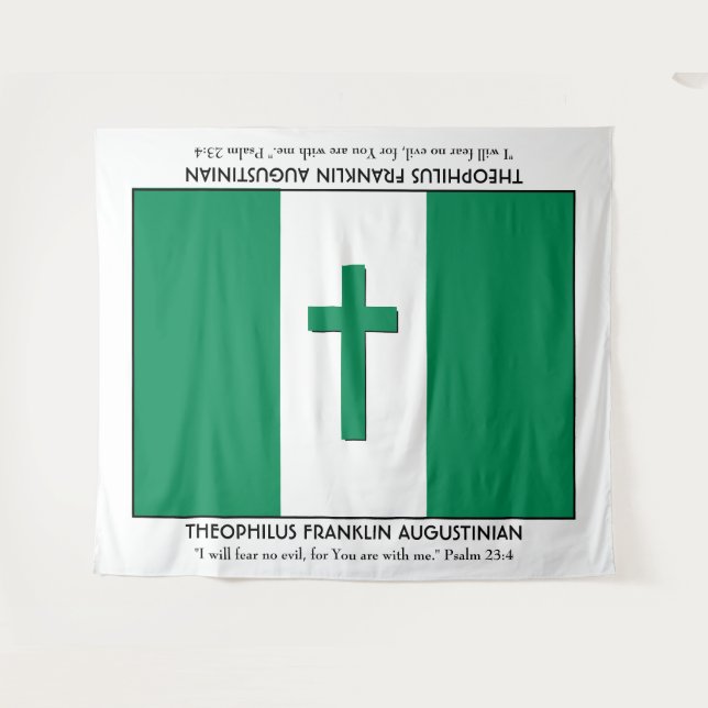 Personalized Keepsake | NIGERIA FLAG with Cross Tapestry (Front (Horizontal))