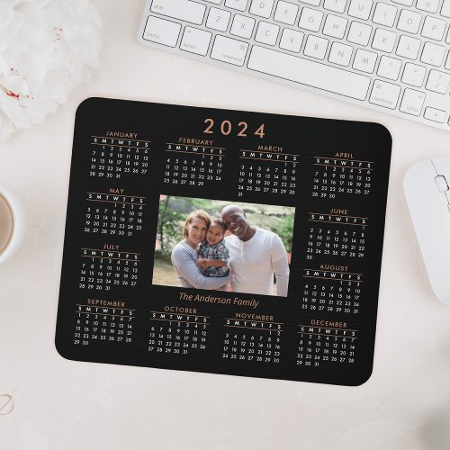 Personalized Keepsake Photo 2024 Calendar Mouse Pad