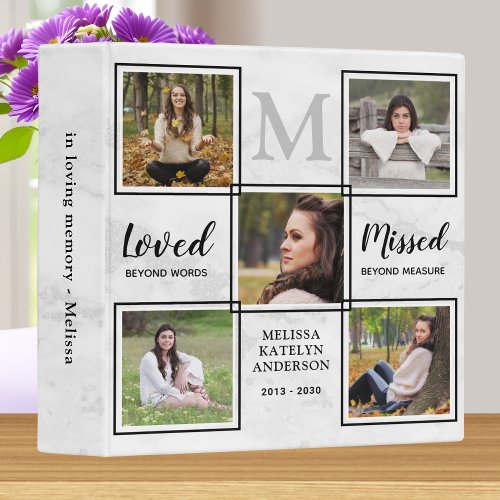 Personalized Keepsake Unique Memorial Photo Album 3 Ring Binder