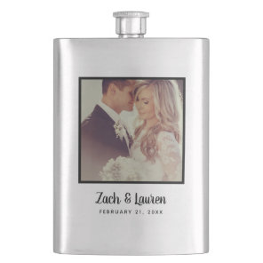 Personalized Keepsake Wedding Photo and Monogram Flask