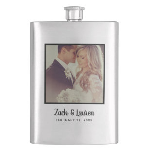 Personalized Keepsake Wedding Photo and Monogram Flask