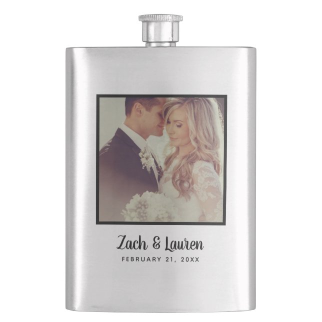 Personalized Keepsake Wedding Photo and Monogram Flask (Front)