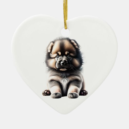 Personalized Keeshond Puppy Ceramic Ornament