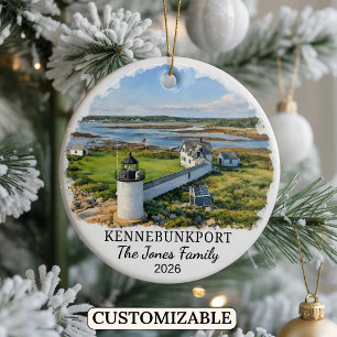 Personalized Kennebunkport Ornament, Custom Maine Ceramic Ornament