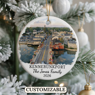 Personalized Kennebunkport Ornament, Custom Maine Ceramic Ornament