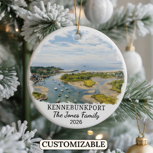 Personalized Kennebunkport Ornament, Custom Maine Ceramic Ornament