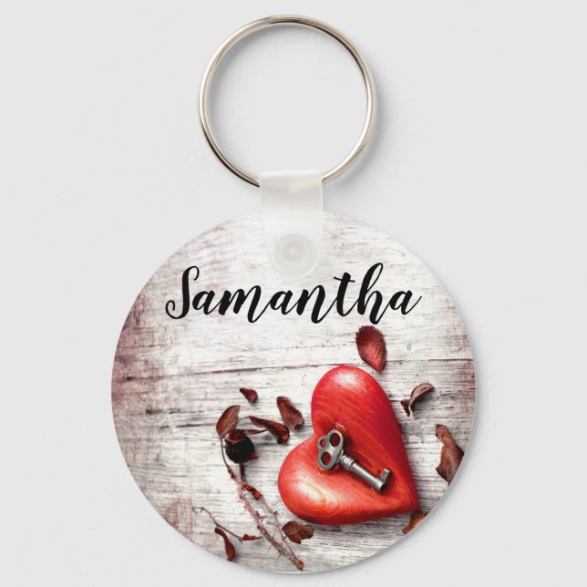 Personalized Key Chain Country Wood Key to my Hear (Front)