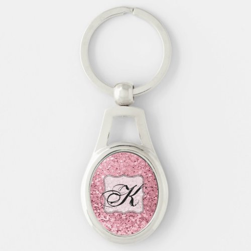 Personalized Key Chain Rose Gold Glitter