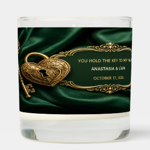 Personalized Key to My Heart Couple Candle