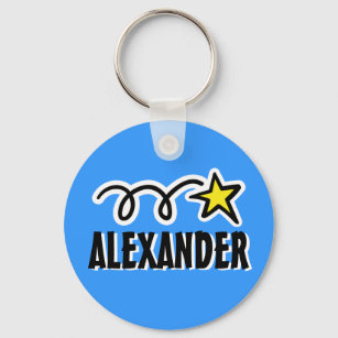 Personalized keychain for boy   Blue with star
