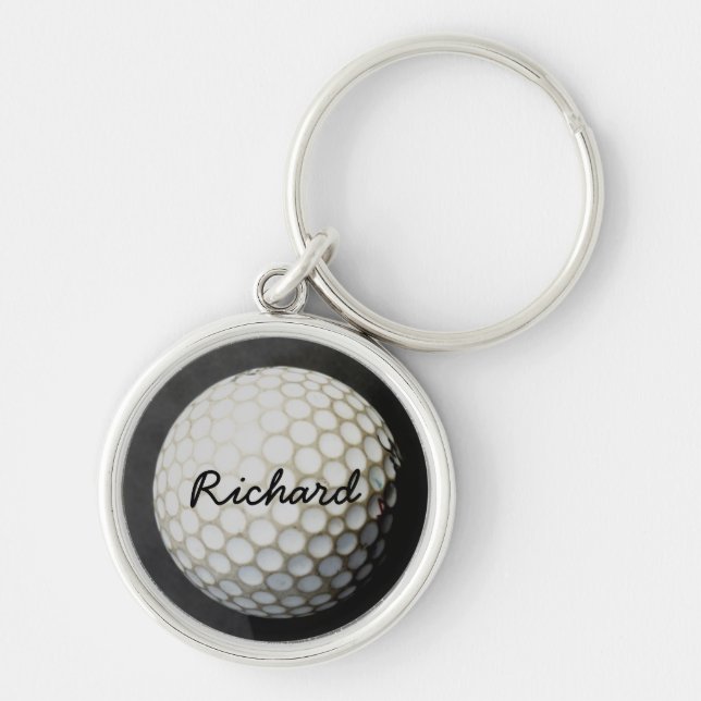personalized keychain for golfer golf ball photo (Front)