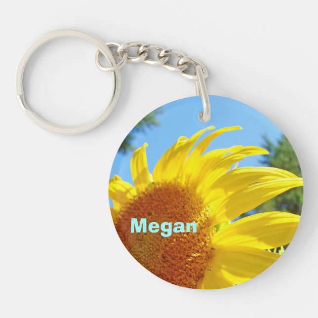 Personalized Keychains Add Name Sunflower Summer (Front)