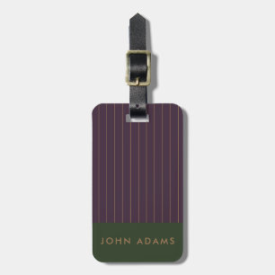 Personalized Khaki Purple Gold Stripe Manly Luggage Tag