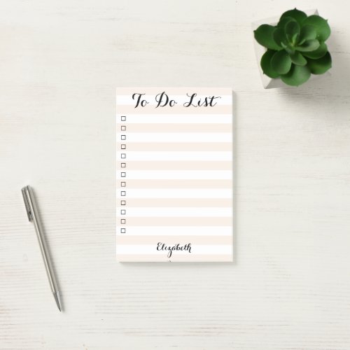 Personalized Khaki Striped Checklist To Do List Post_it Notes