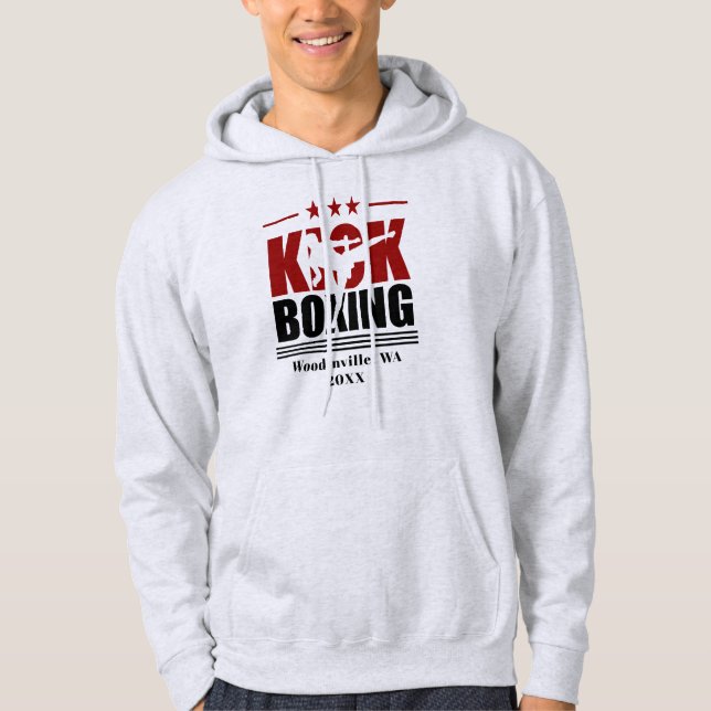 Personalized Kick Boxing Boxer Location Date Name Hoodie (Front)