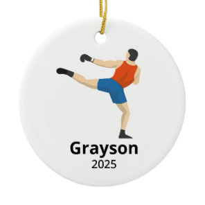 Personalized Kickboxing Christmas Ceramic Ornament