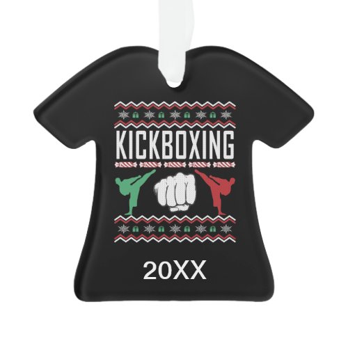 Personalized Kickboxing Ugly Christmas Sweater Ornament