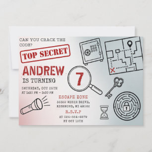 Personalized kid Escape Room Birthday party Invitation