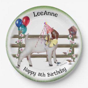 Personalized Kid Goat Theme Birthday Party Plates