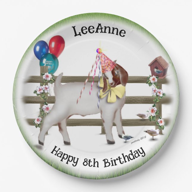 Personalized Kid Goat Theme Birthday Party Plates (Front)