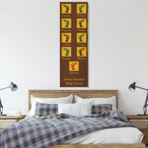 Personalized Kid Names Santa's Reindeers Christmas Canvas Print