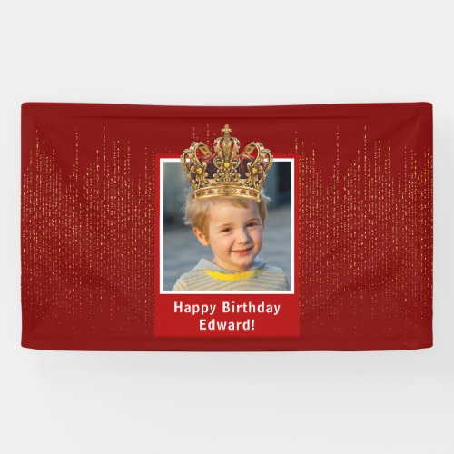 Personalized Kid Photo Happy Birthday King Crown Banner