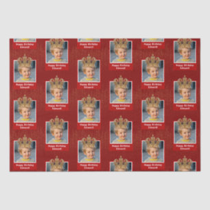 Personalized Kid Photo Happy Birthday King Crown Tissue Paper