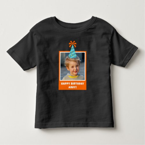 Personalized Kid Photo Happy Birthday w Blue Hat Toddler T_shirt