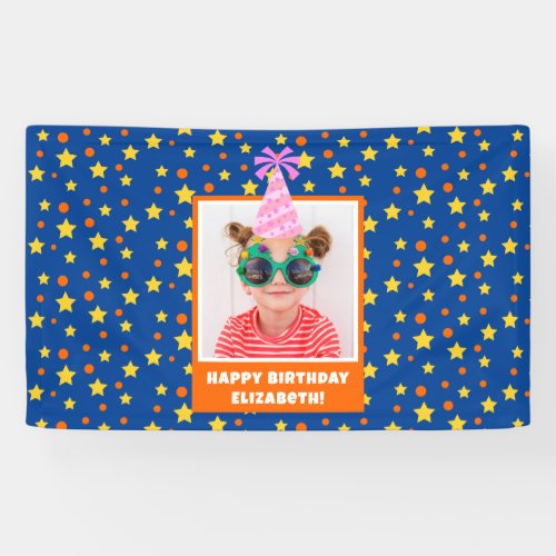 Personalized Kid Photo Happy Birthday w Pink Hat Banner