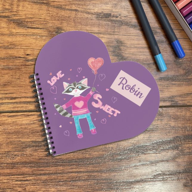 Personalized kid raccoon purple notebook (Creator Uploaded)