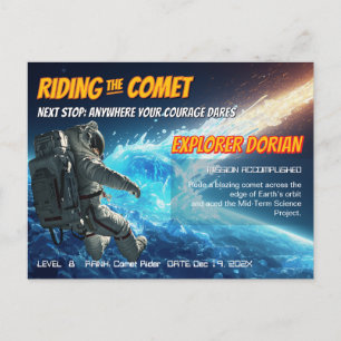 Personalized Kids Achievement Space Reward Postcard
