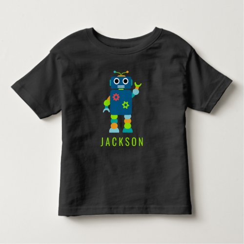 Personalized Kids Adorable Robot Boys Blue Toddler T_shirt