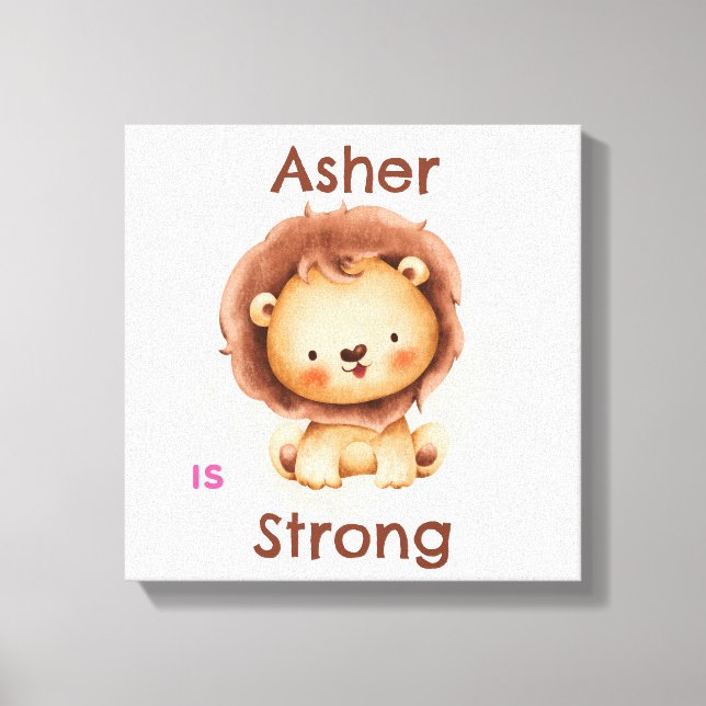 Personalized Kids Affirmation | Strong Lion   Canvas Print (Front)