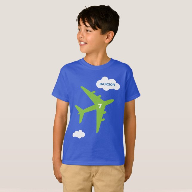 Personalized kid's airplane birthday party t-shirt (Front Full)