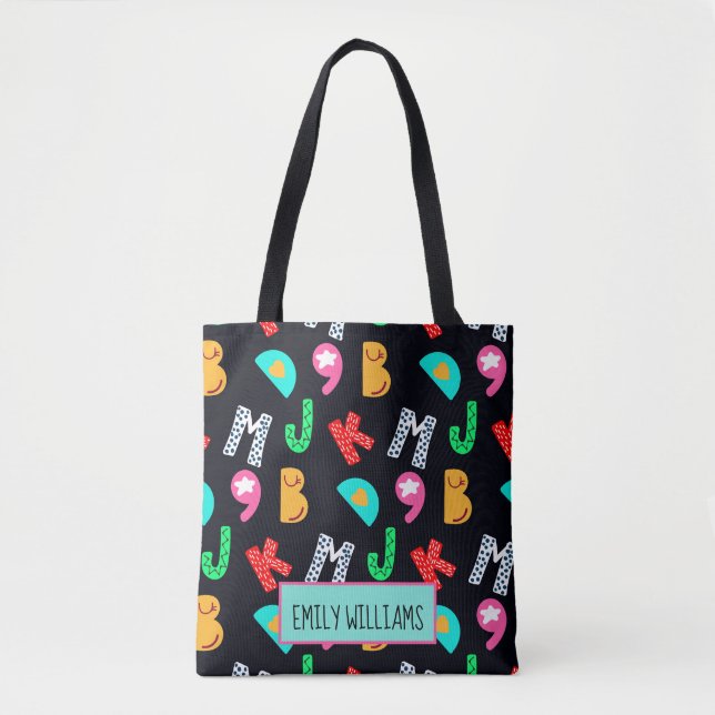 Personalized Kid's Alphabets Tote Bag (Front)