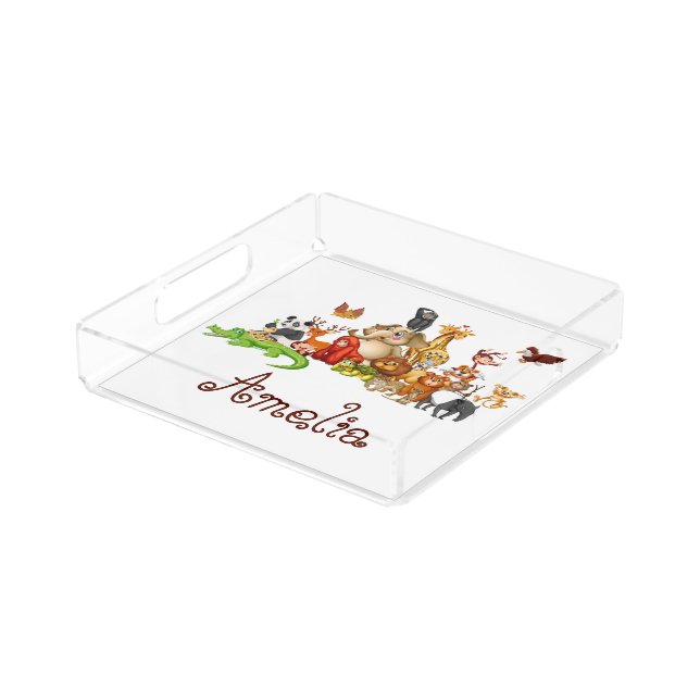 Personalized Kid's animals  Acrylic Tray (Angled)