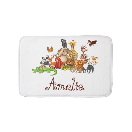 Personalized Kids animals  Bath Mat