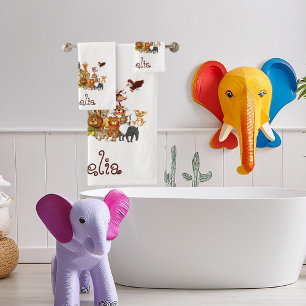 Personalized Kid's animals  Bath Towel Set