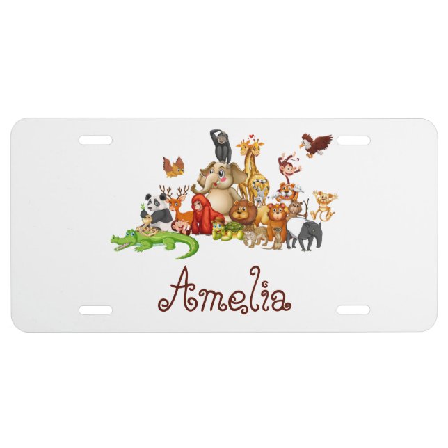 Personalized Kid's animals  License Plate (Front)